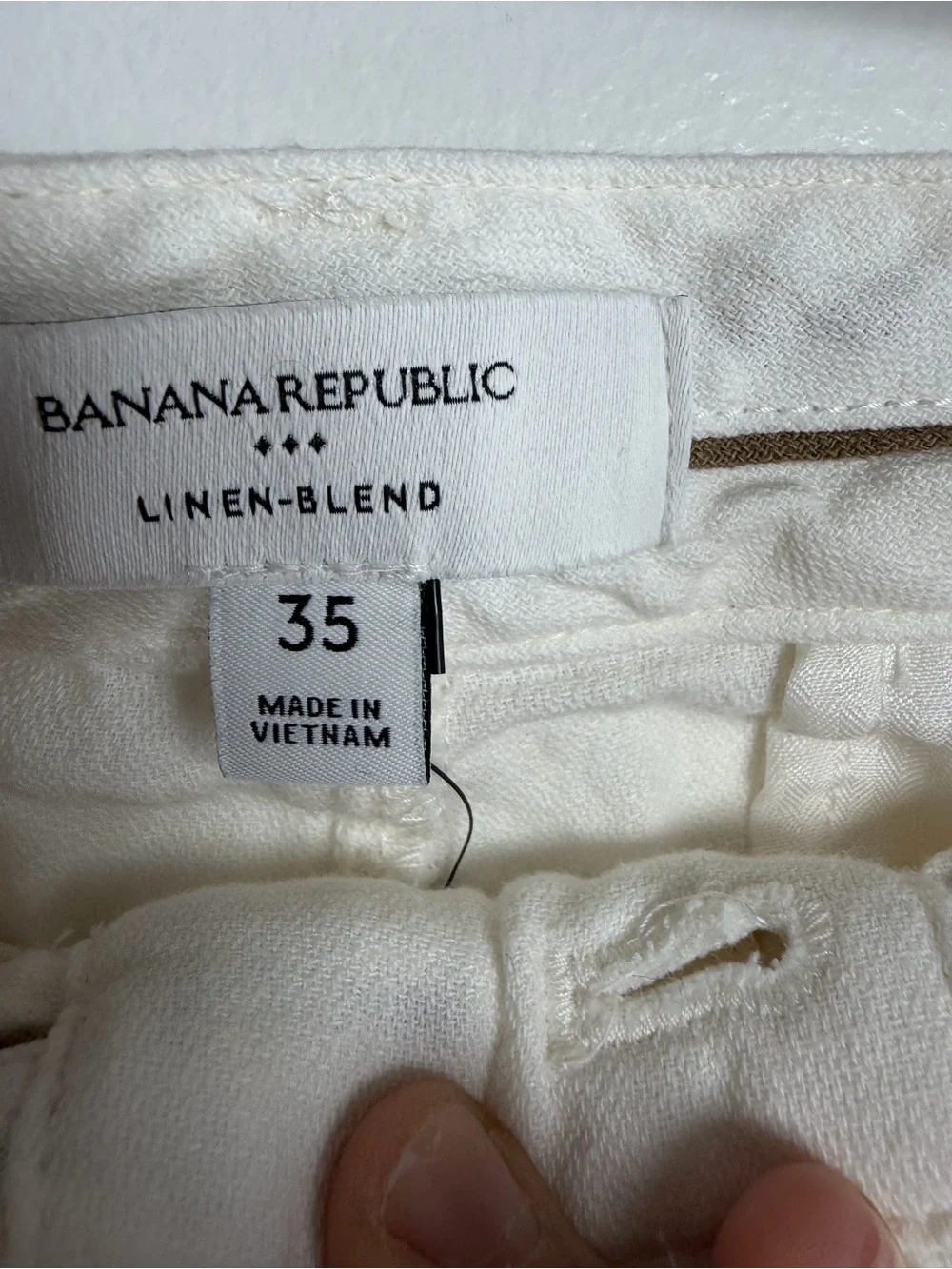 NWT Banana Republic chino coastal Men’s Linen Blend 7” Shorts White Size 35